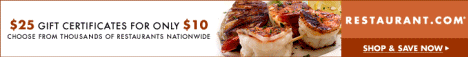 $25 Restaurant Gift Certificates for $10